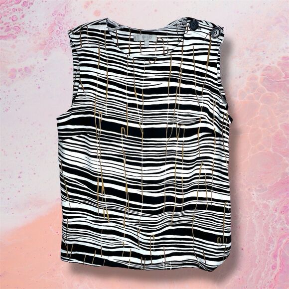 Hobbs London Black, White & Brown Classic Sleeveless Top UK 10 USA 6 SEE NOTE - Picture 2 of 10